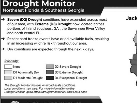 Extreme drought in parts of Ware, Pierce