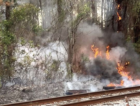 Sparks from passing train ignites small brush fires