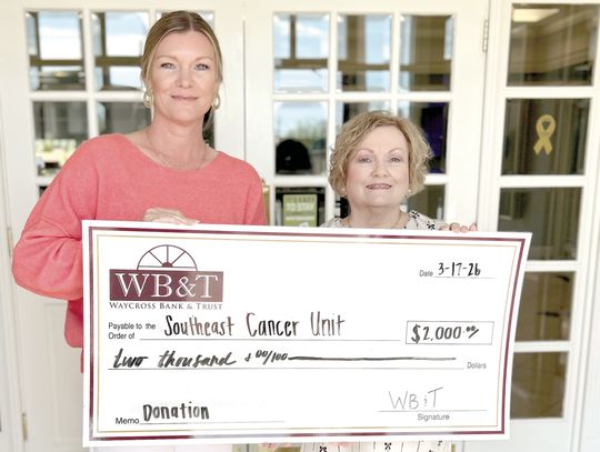 Waycross Bank and Trust makes donation to Southeast Cancer Unit