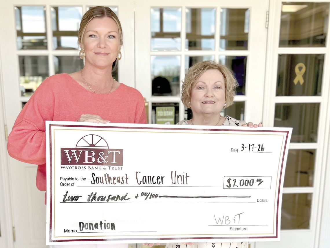Waycross Bank and Trust makes donation to Southeast Cancer Unit
