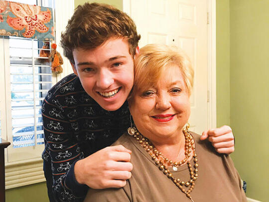 <p>Collin Hendley with his grandmother Bobbie O’Quinn. Hendley wrote a stage show in honor of O’Quinn.</p>