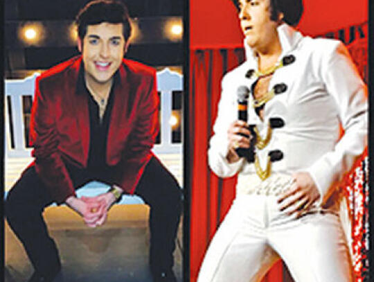 <p>Austin Irby, pictured right, will be coming to Patterson in December to perform as Elvis Presley.</p>