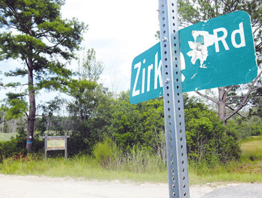 View of the sign of Zirkle Road where the body of Dale Austin Duncan was found.