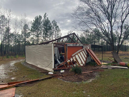 A tornado touched down south of Bristol last Wednesday, causing heavy damage to this building on a farm in its path.