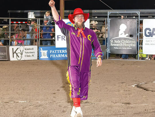 Local Rodeo Clown “Colt.45” (Colt Hartt) of Patterson was the entertainer for the event.