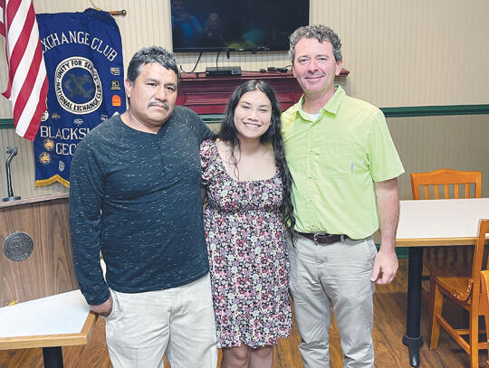 Pictured above are, left to right, Raul Martinez, Student of the month Hannia Martinez, and her teacher of the month John Ratliff.