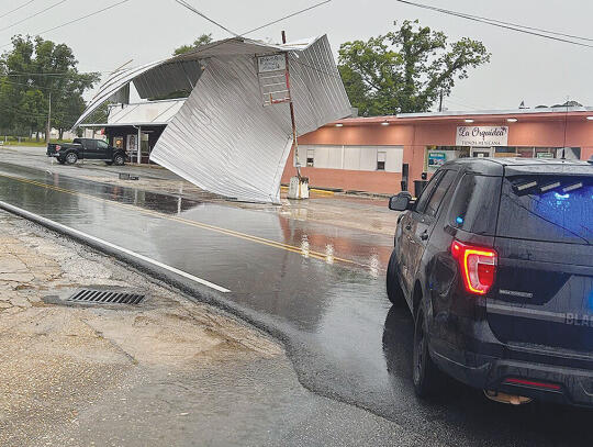 During recent severe weather the roof of the La Orquidea Store was blown off.