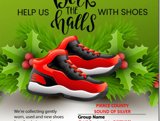 The Pierce County Sound of Silver is conducting a shoe drive from now through January 20, 2024. Graphic Courtesy Sound of Silver Boosters.